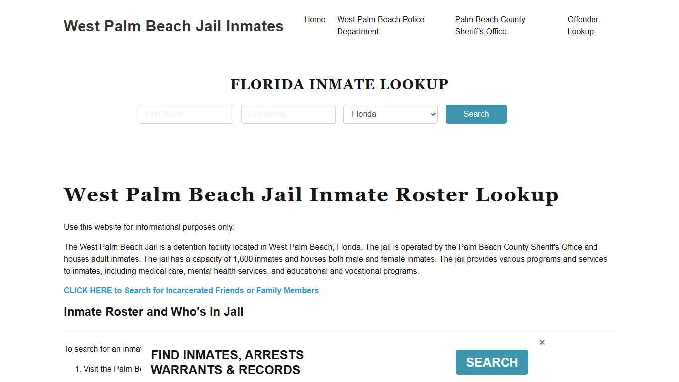West Palm Beach Jail Inmate Roster, Palm Beach County, FL, Offender Search